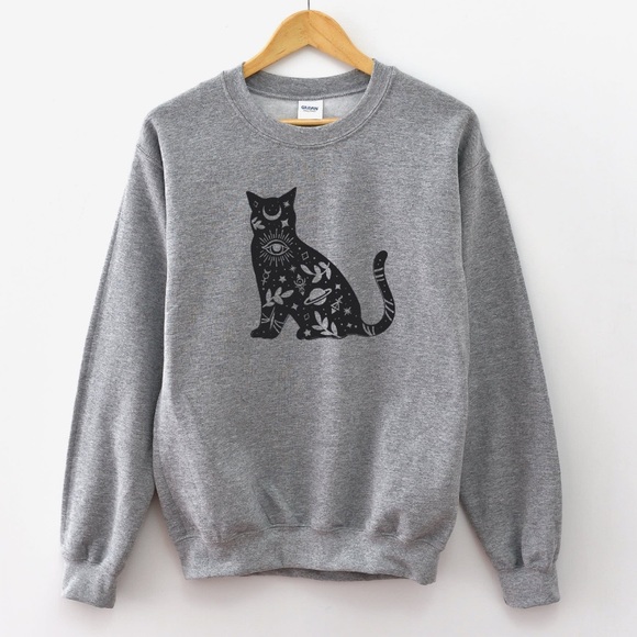 Tops - XXL Mystical Cat Halloween Sweatshirt • Handmade